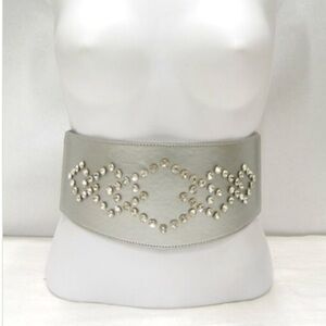 Silver Gray Rhinestone Stretch Elastic Waist Belt